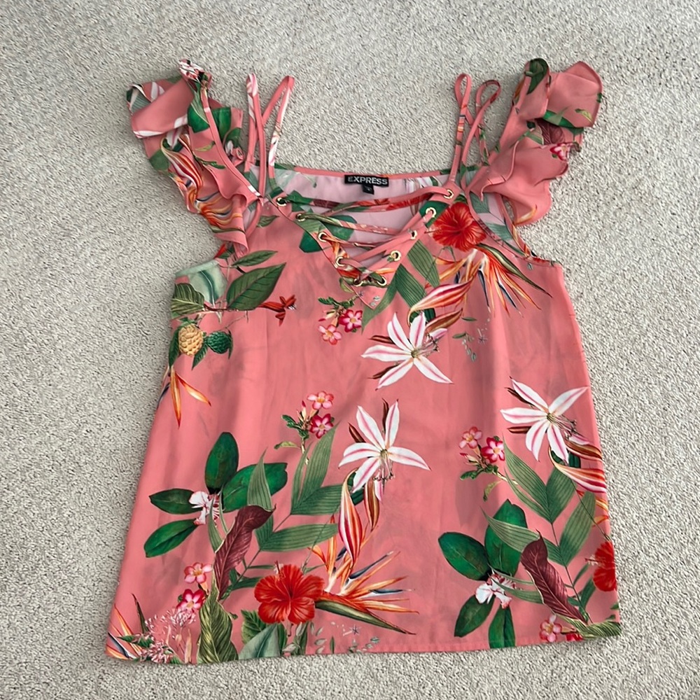 Pink floral tank top
